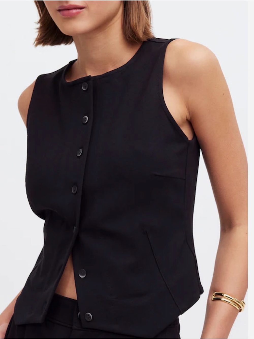 Madewell Black Sleeveless Button-Front Vest